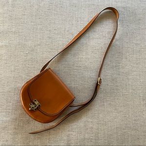 Tan vintage leather crossbody bag